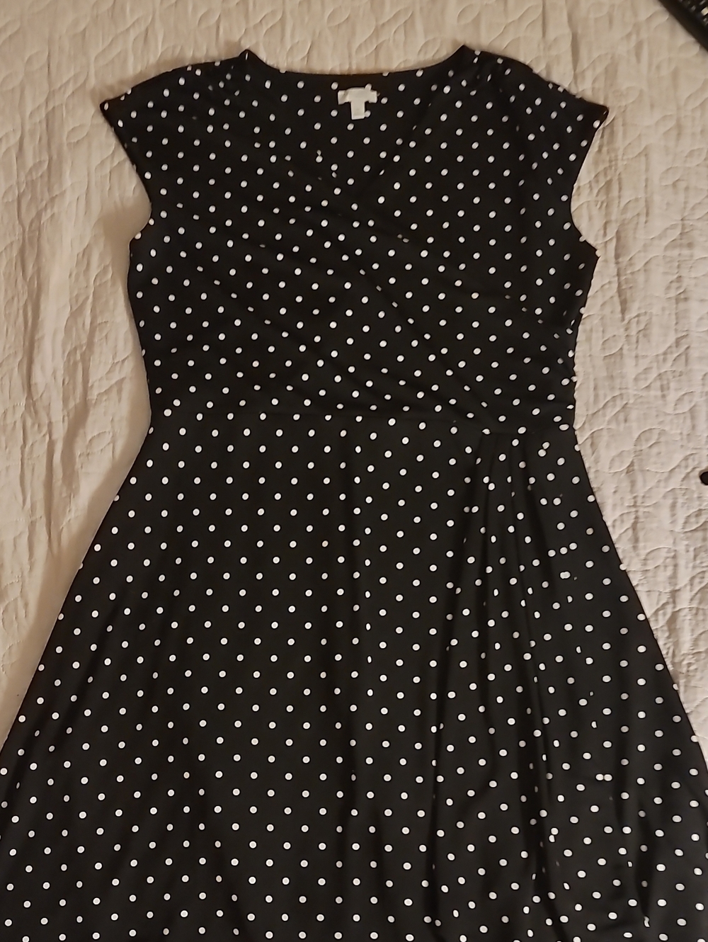 Talbots Black with White Polka Dot Midi Dress